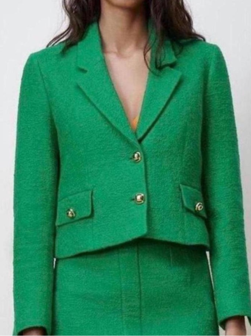 NWOT Zara Tweed Textured Green Apple Blazer (matching Skirt in separate listing)